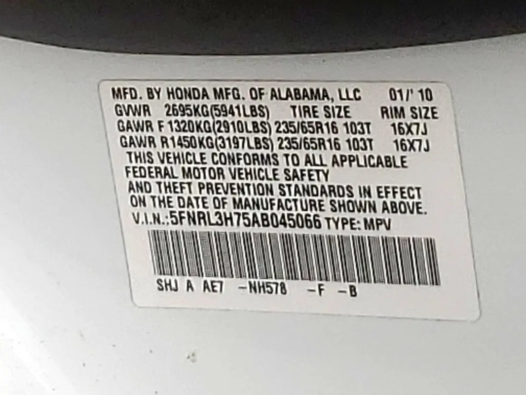 2010 HONDA ODYSSEY EXL