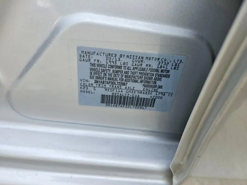 2013 NISSAN SENTRA S  
