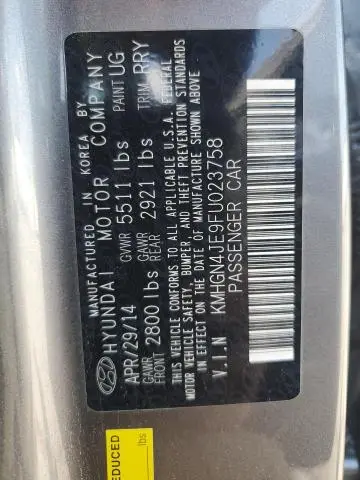 2015 HYUNDAI GENESIS 3.8L  