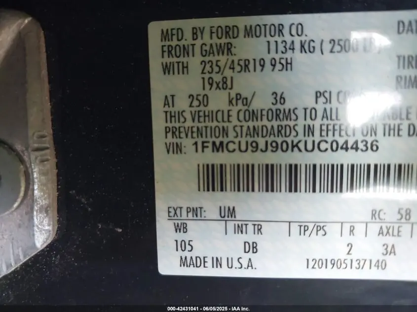 2019 FORD ESCAPE TITANIUM