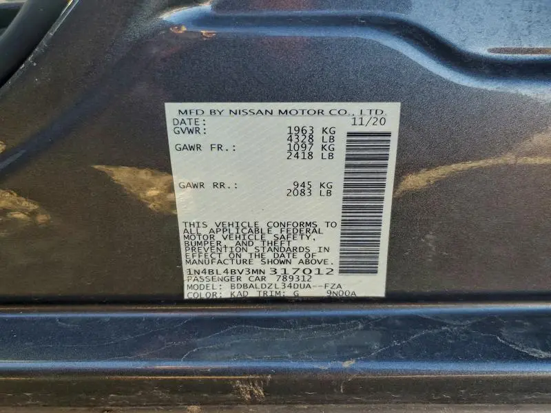 2021 NISSAN ALTIMA S  