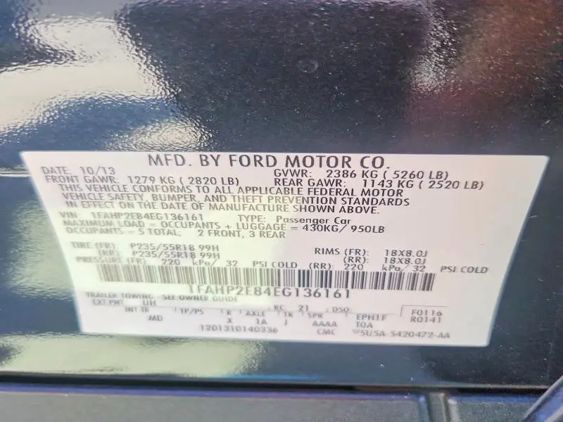 2014 FORD TAURUS SEL  