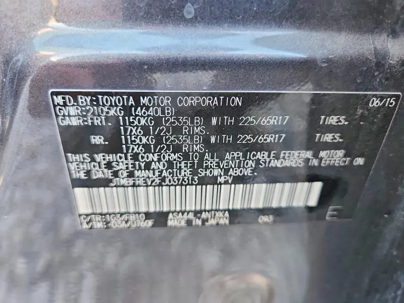 2015 TOYOTA RAV4 LE  