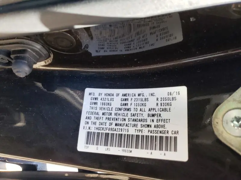 2016 HONDA ACCORD EXL  