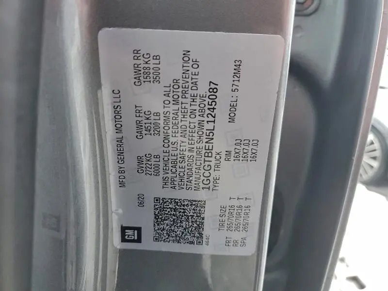 2020 CHEVROLET COLORADO   