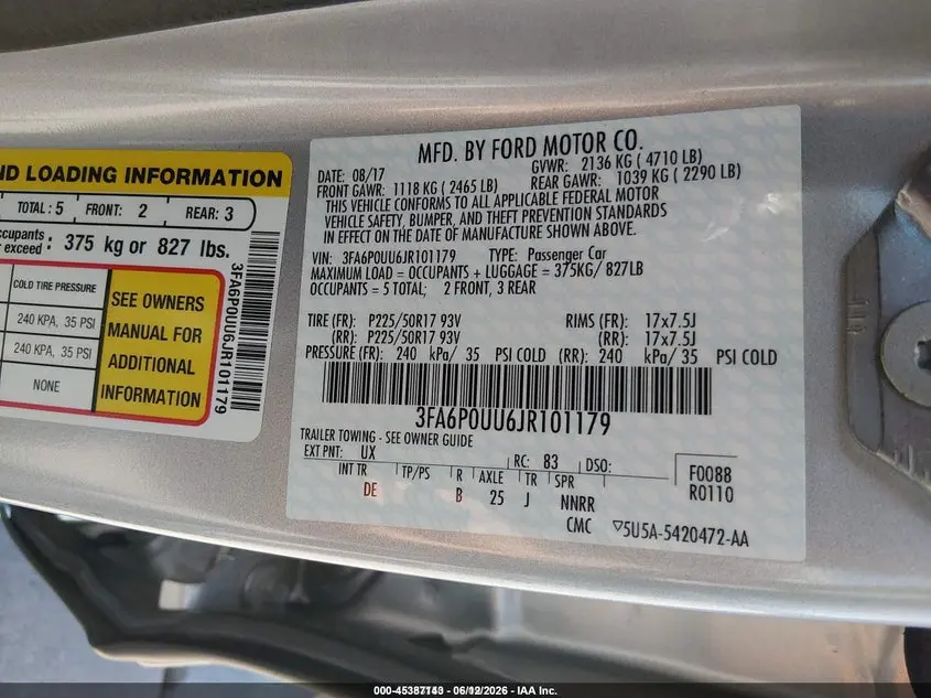 2018 FORD FUSION HYBRID S