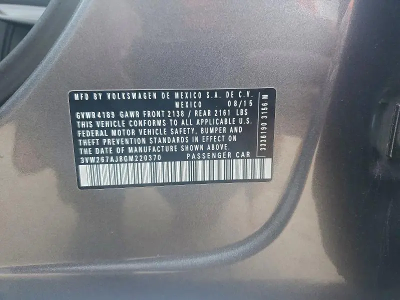 2016 VOLKSWAGEN JETTA S  