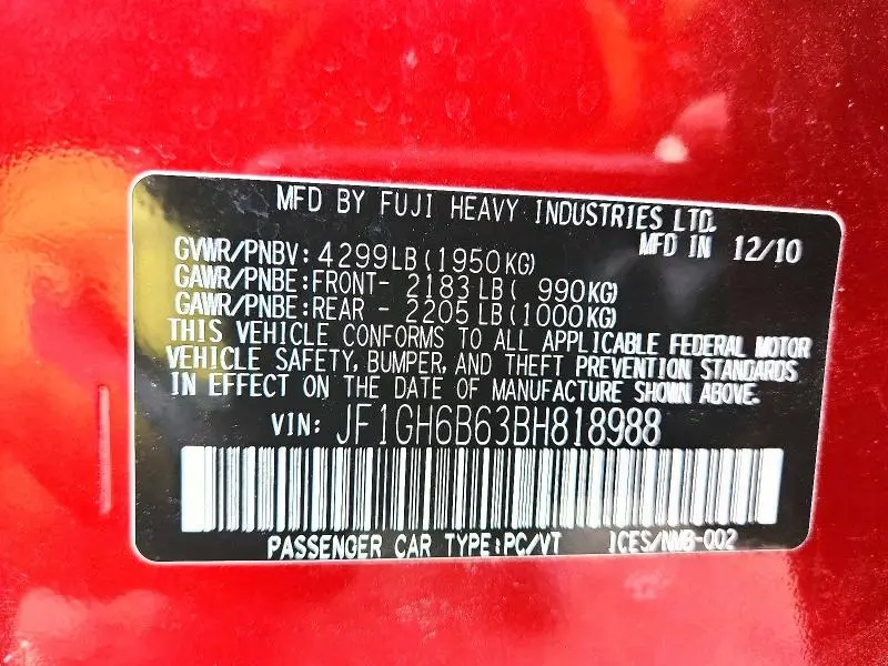 2011 SUBARU IMPREZA 2.5I PREMIUM  