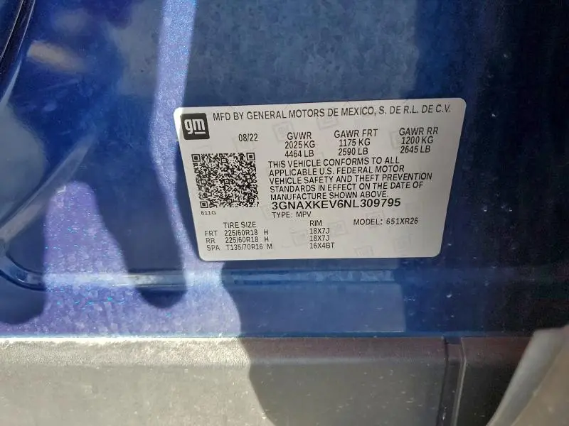 2022 CHEVROLET EQUINOX LT  