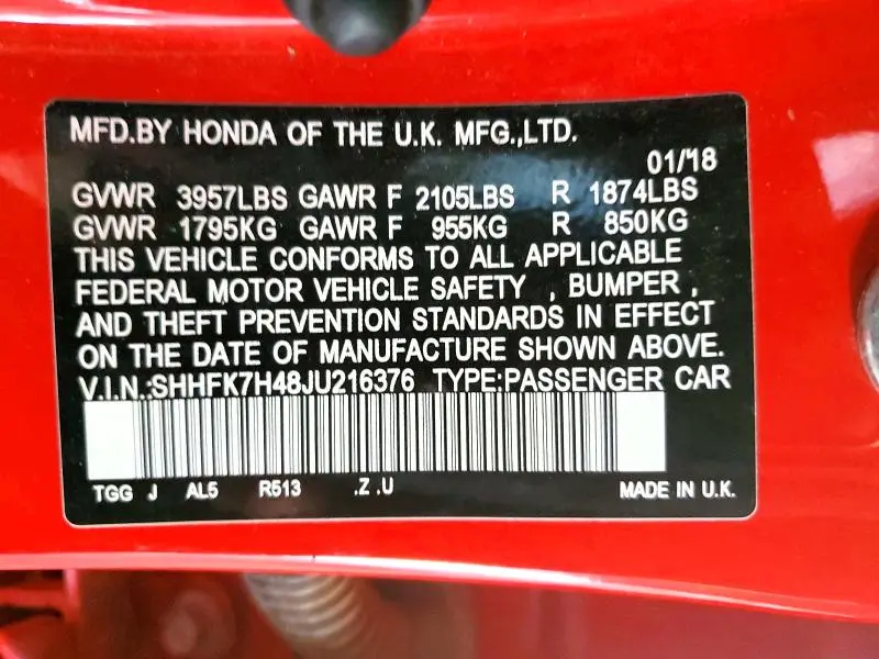 2018 HONDA CIVIC SPORT  