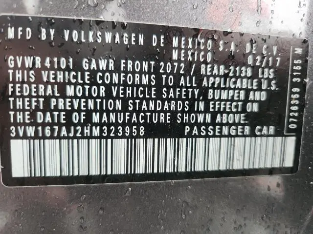 2017 VOLKSWAGEN JETTA S  