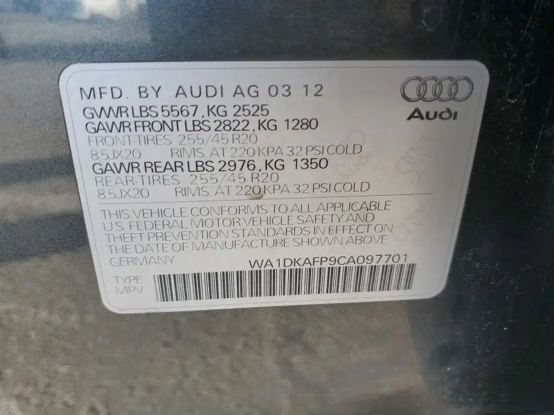 2012 AUDI Q5 PREMIUM PLUS  