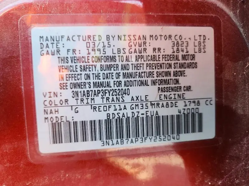 2015 NISSAN SENTRA SV  