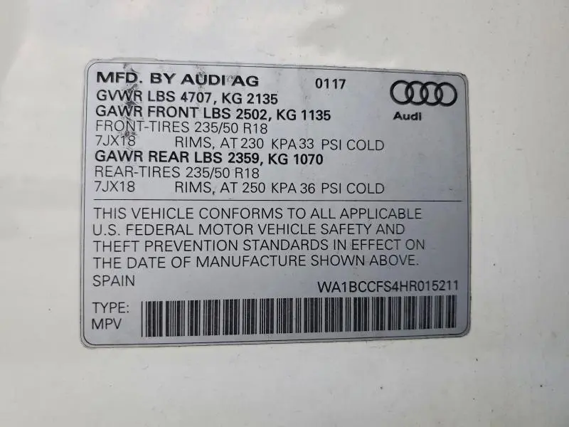 2017 AUDI Q3 PREMIUM  