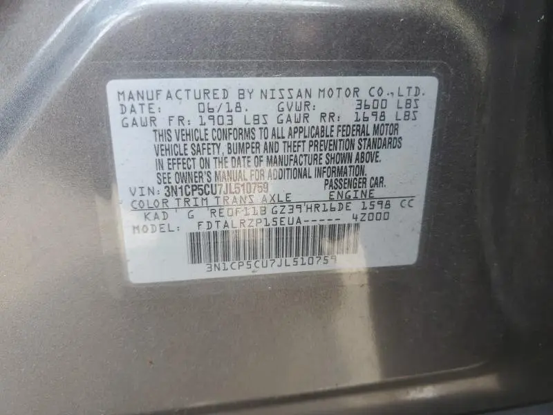 2018 NISSAN KICKS S  