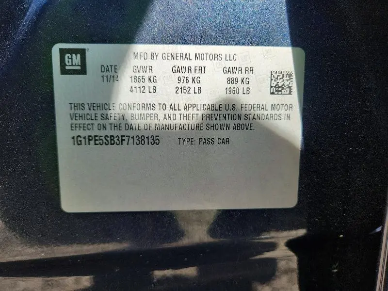 2015 CHEVROLET CRUZE LT  