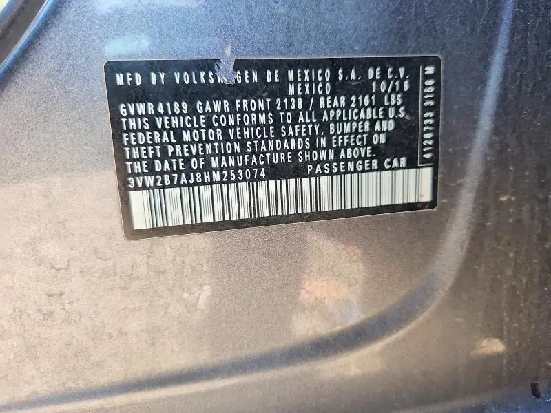 2017 VOLKSWAGEN JETTA S  