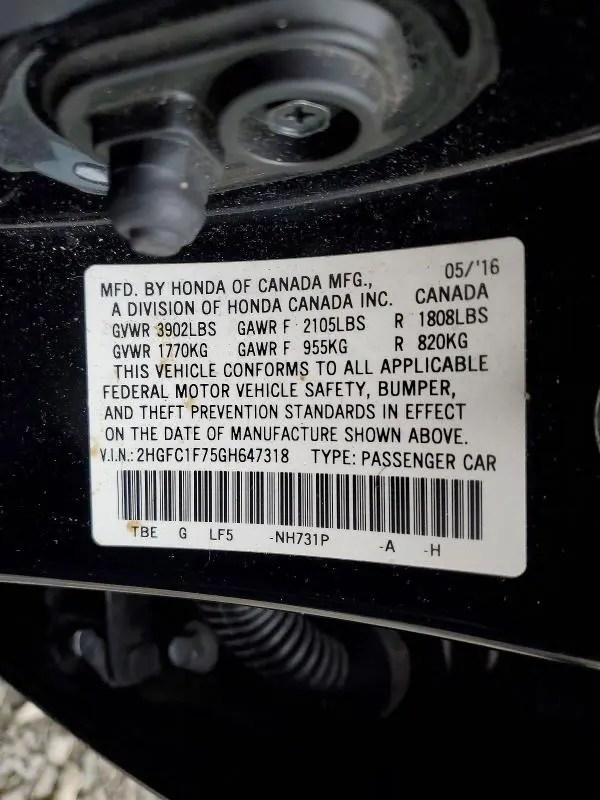 2016 HONDA CIVIC EXL  