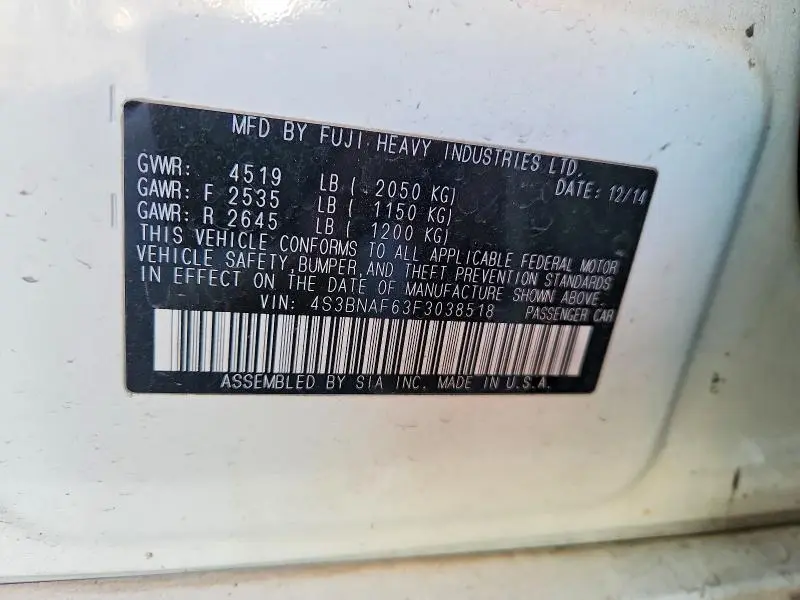 2015 SUBARU LEGACY 2.5I PREMIUM  