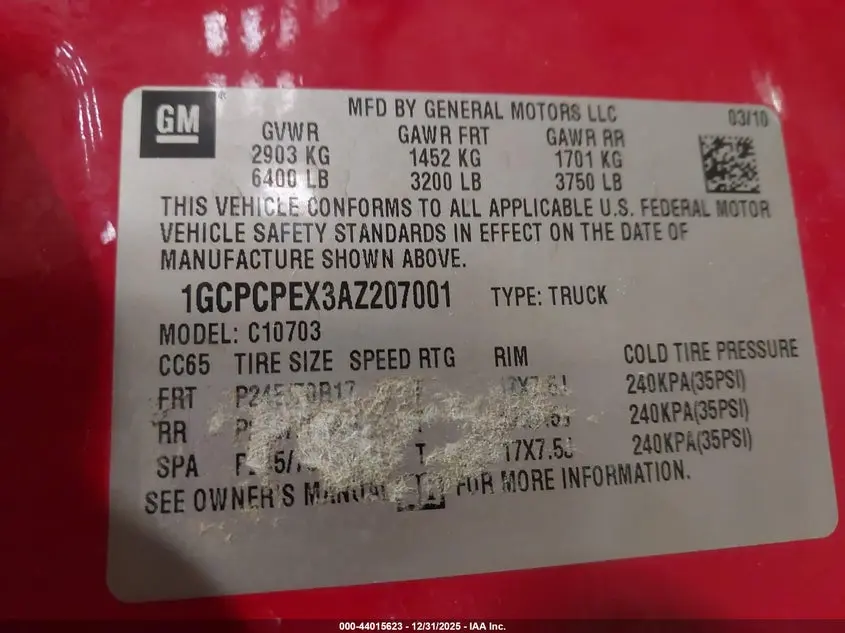 2010 CHEVROLET SILVERADO 1500 WORK TRUCK