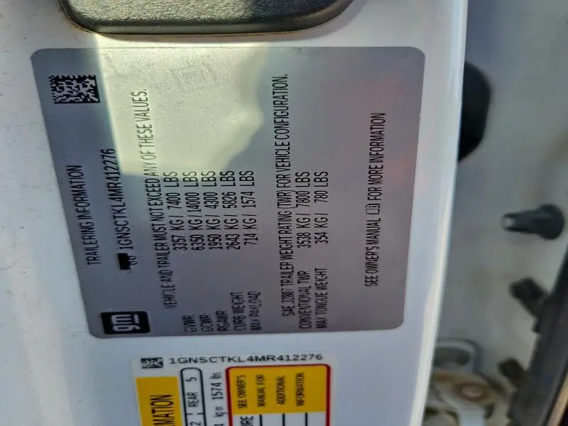 2021 CHEVROLET TAHOE C1500 HIGH COUNTRY  