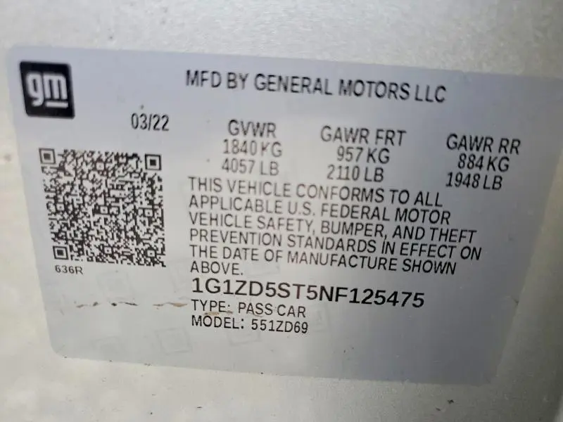 2022 CHEVROLET MALIBU LT  