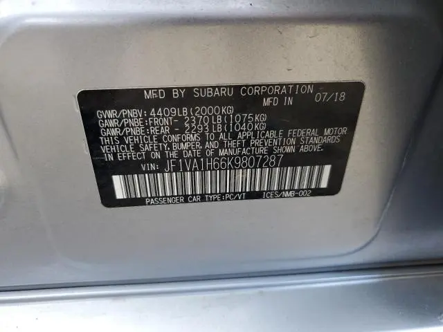 2019 SUBARU WRX LIMITED  