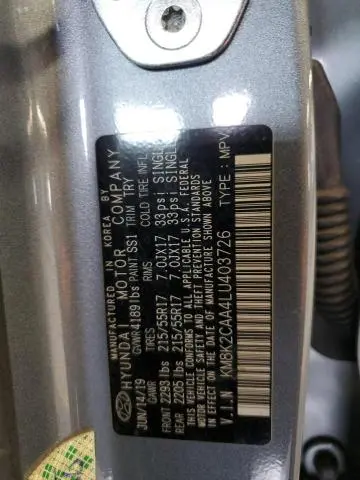 2020 HYUNDAI KONA SEL  