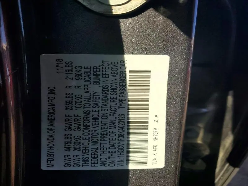 2019 HONDA ACCORD SPORT  