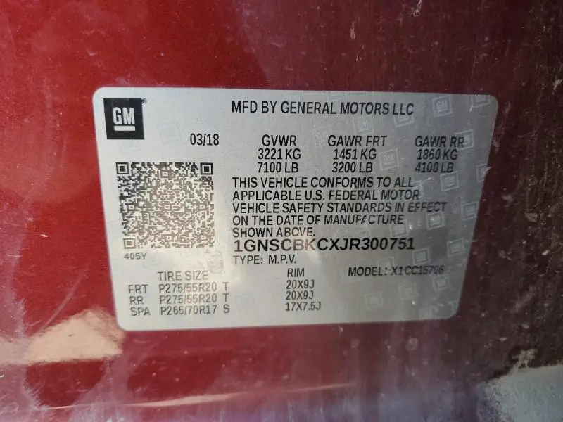 2018 CHEVROLET TAHOE C1500 LT  