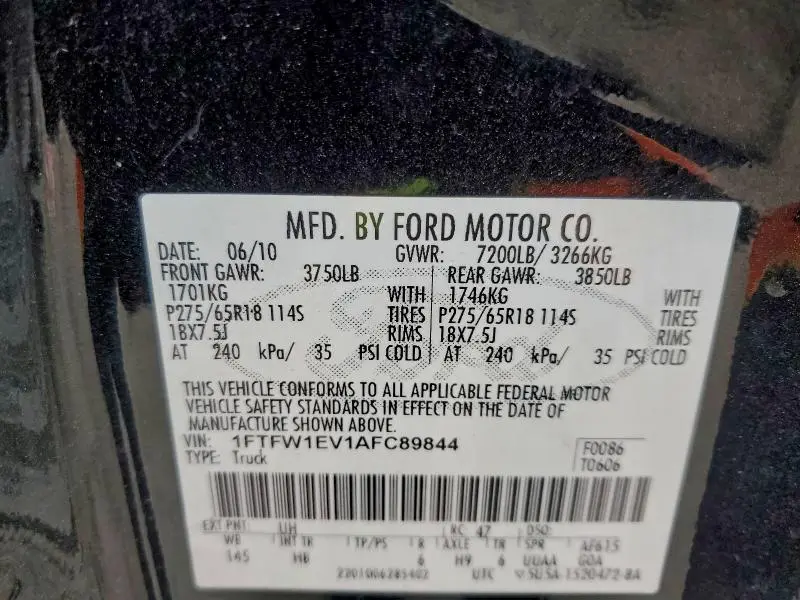 2010 FORD F150 SUPERCREW  