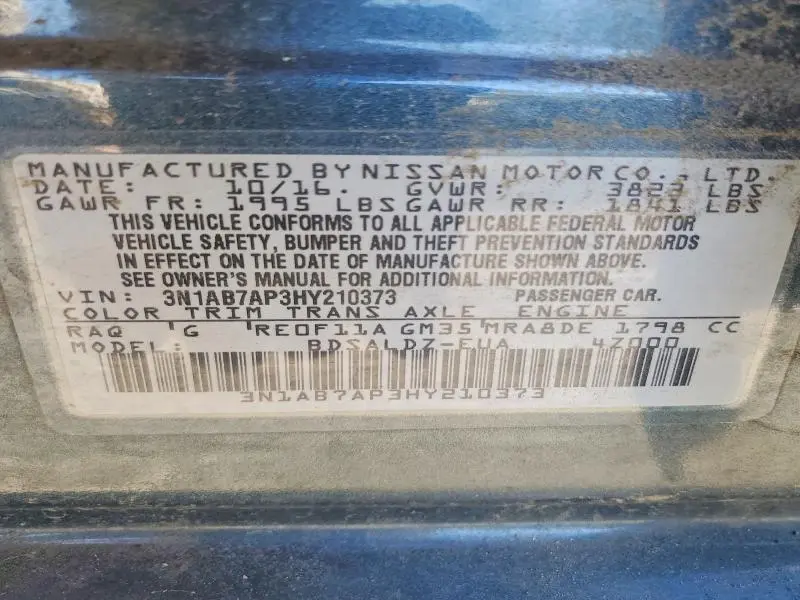 2017 NISSAN SENTRA S  