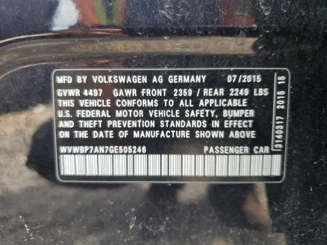 2016 VOLKSWAGEN CC BASE  