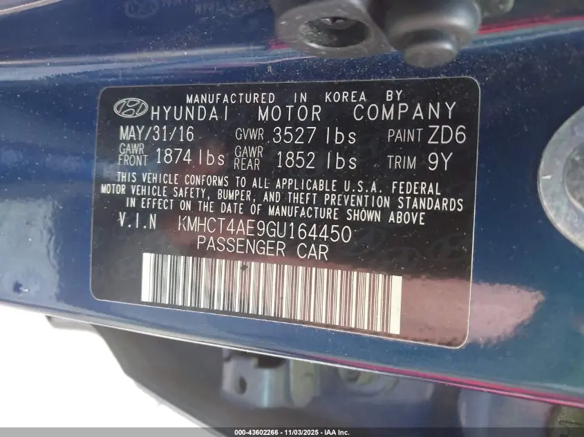 2016 HYUNDAI ACCENT SE