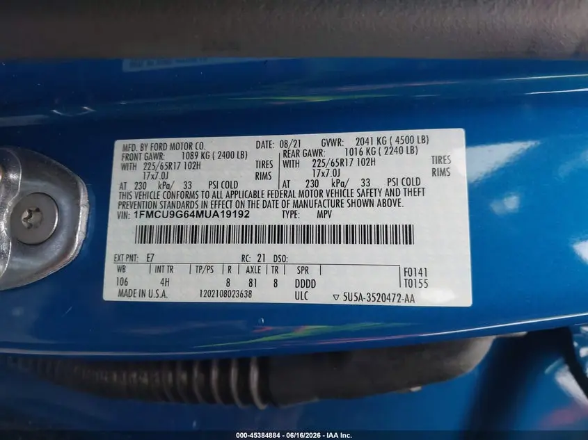 2021 FORD ESCAPE SE