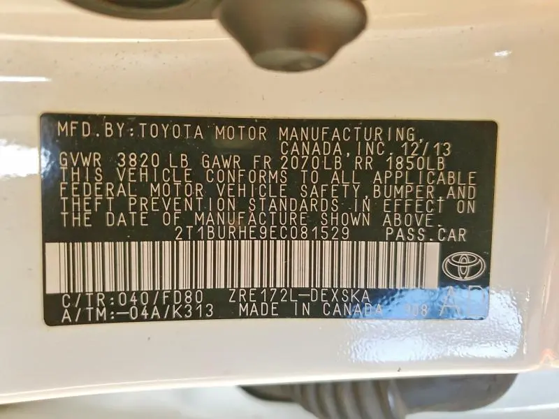 2014 TOYOTA COROLLA L  