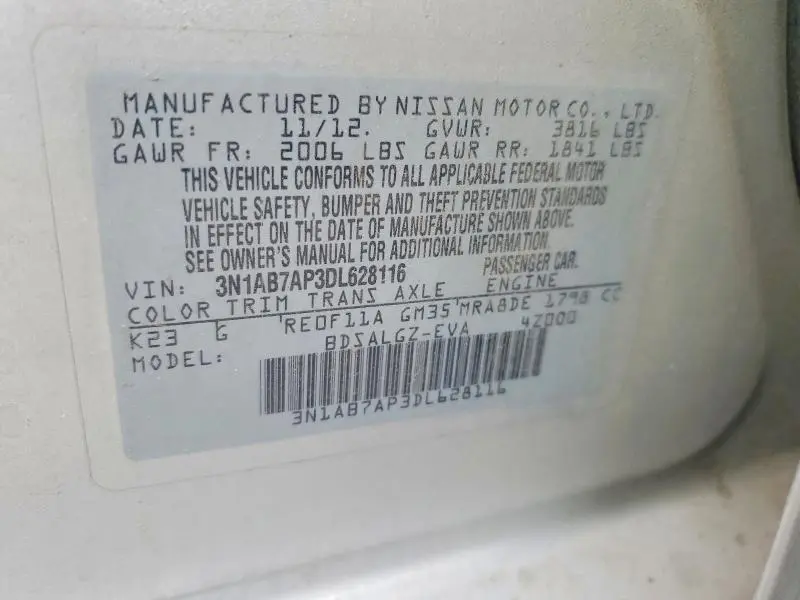2013 NISSAN SENTRA S  