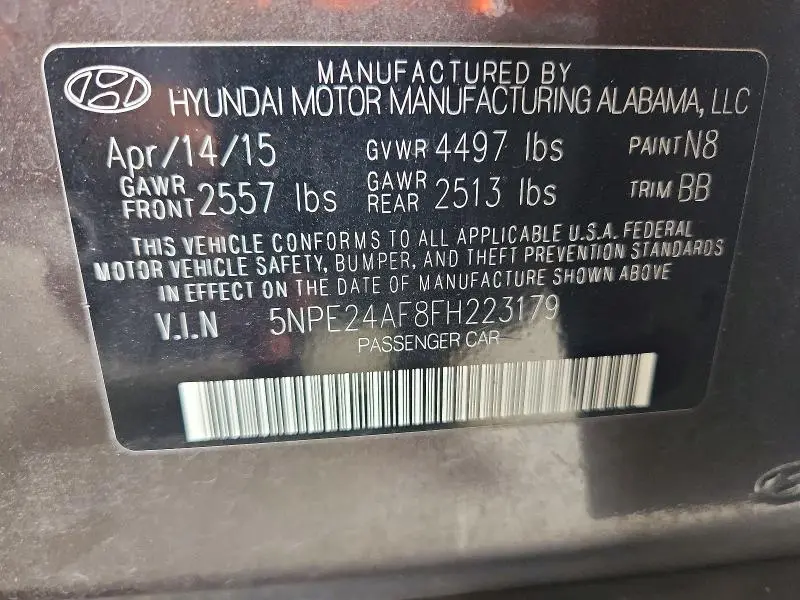 2015 HYUNDAI SONATA SE  