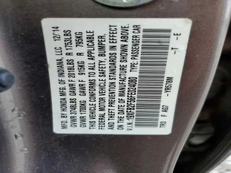 2015 HONDA CIVIC LX  