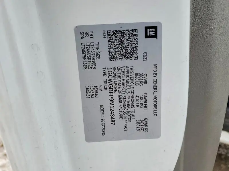 2021 CHEVROLET EXPRESS G2500   