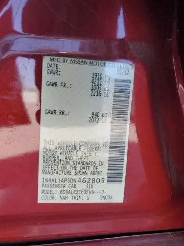 2013 NISSAN ALTIMA 2.5