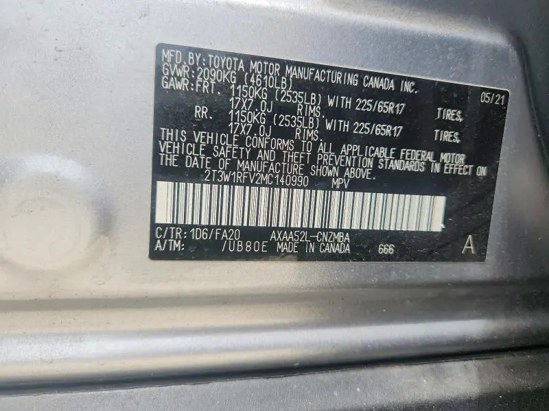 2021 TOYOTA RAV4 XLE  