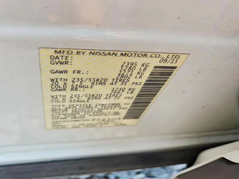 2015 NISSAN MURANO PLATINUM  