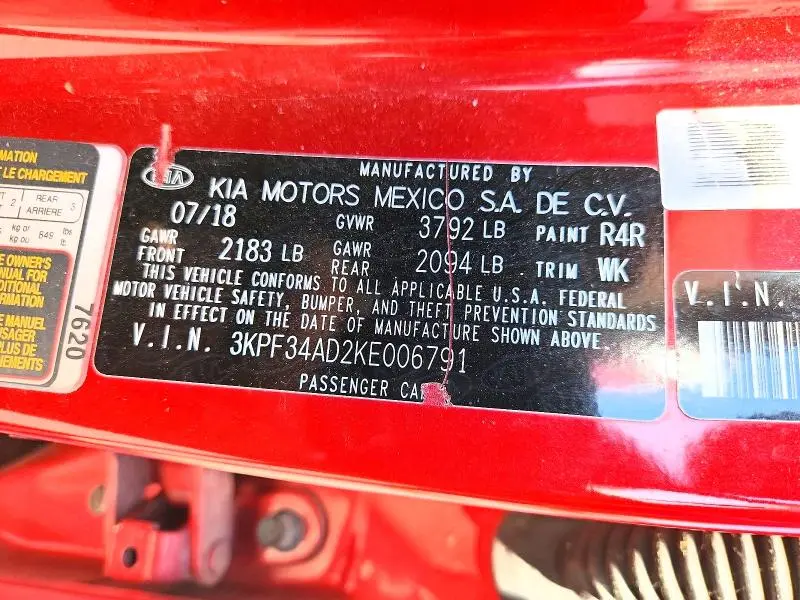 2019 KIA FORTE S  