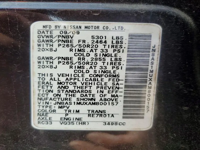 2010 INFINITI FX35 BASE  