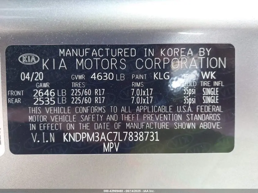 2020 KIA SPORTAGE LX