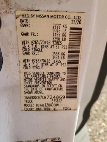 2020 NISSAN FRONTIER S  