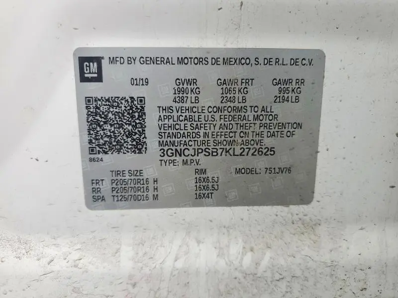 2019 CHEVROLET TRAX 1LT  