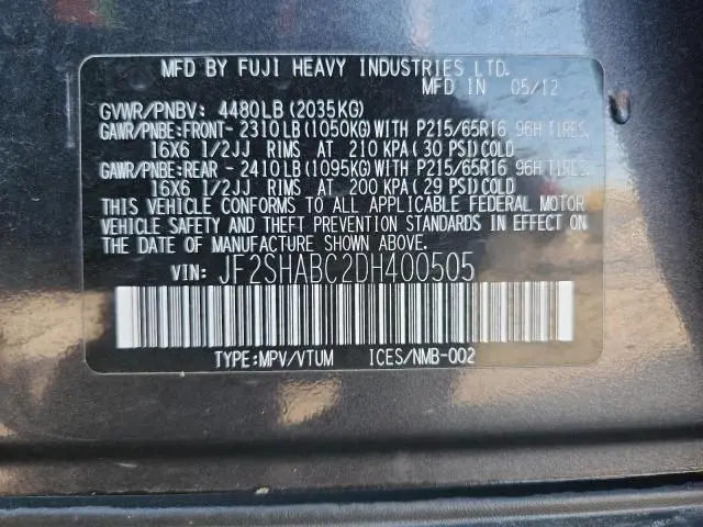 2013 SUBARU FORESTER 2.5X  