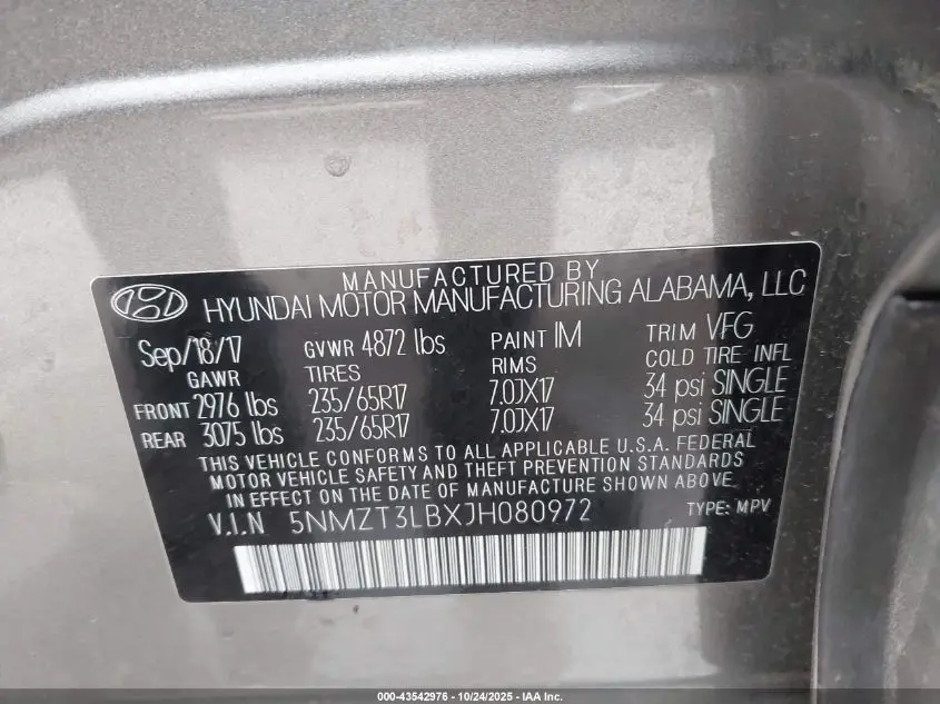 2018 HYUNDAI SANTA FE SPORT 2.4L